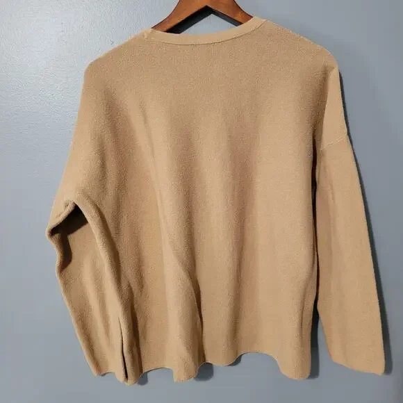 J Jill Sweater Size 1X Cozy Tan Crew Neck Slub Knit Casual Womens Long Sleeve - Picture 2 of 10